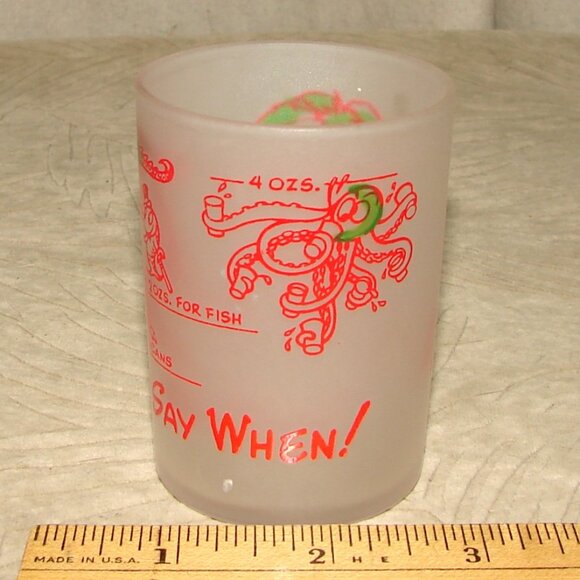 Sea Wonders Alive, Crescent City CA 'Say When' SHOT GLASS, 1940-50s Hazel Atlas - Picture 4 of 8